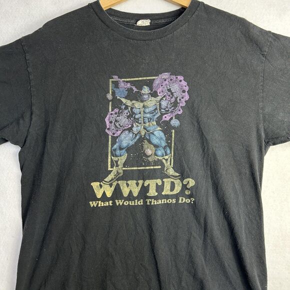 Vintage Marvel Thanos Shirt Mens Large Black Marvel Comic Avengers Alstyle Boxy - Picture 9 of 9